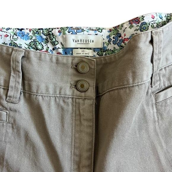 Van Heusen Casual Tan Cropped Pants Women size 10 spring summer capris Capri - Picture 3 of 8
